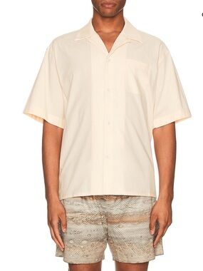 John Elliott Camp Shirt Men's Short-Sleeve Button-Up Shirt in light peach -XL
